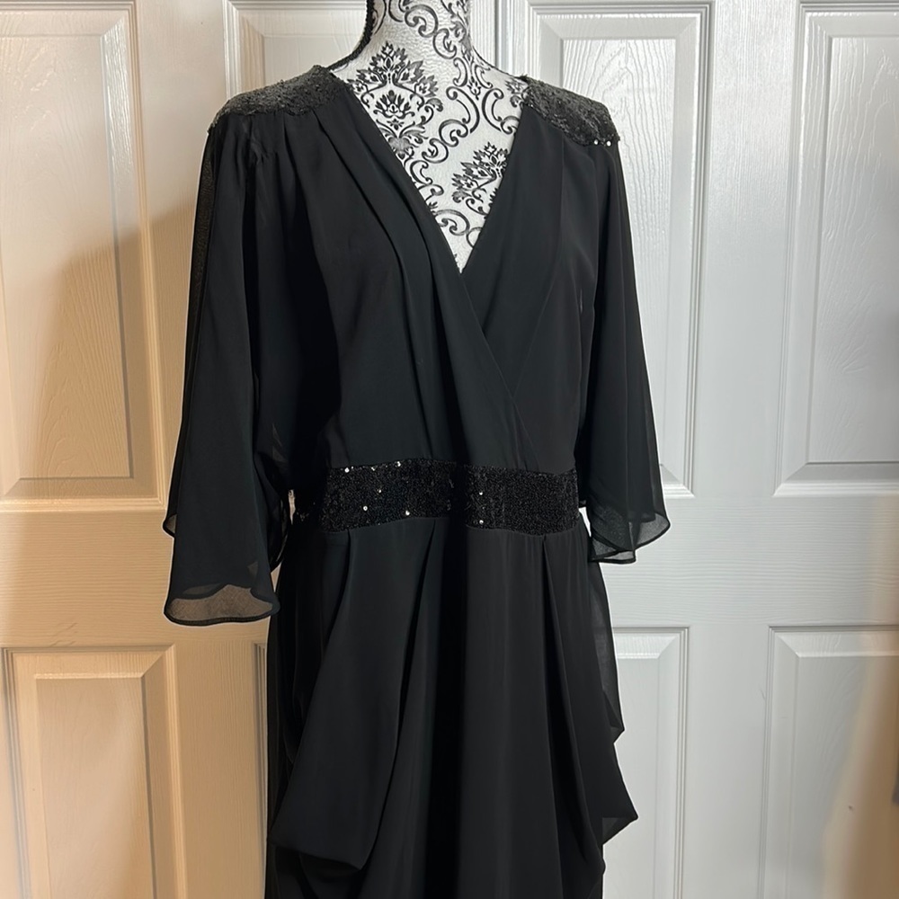 City Chic Black Sequin Light Flowy‎ Fancy Christmas Wedding Dress Formal M